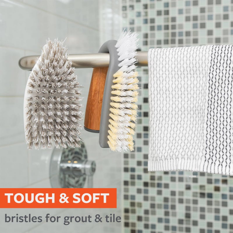 Full Circle Grunge Buster Grout & Tile Scrub Brush, Grey - Image 3